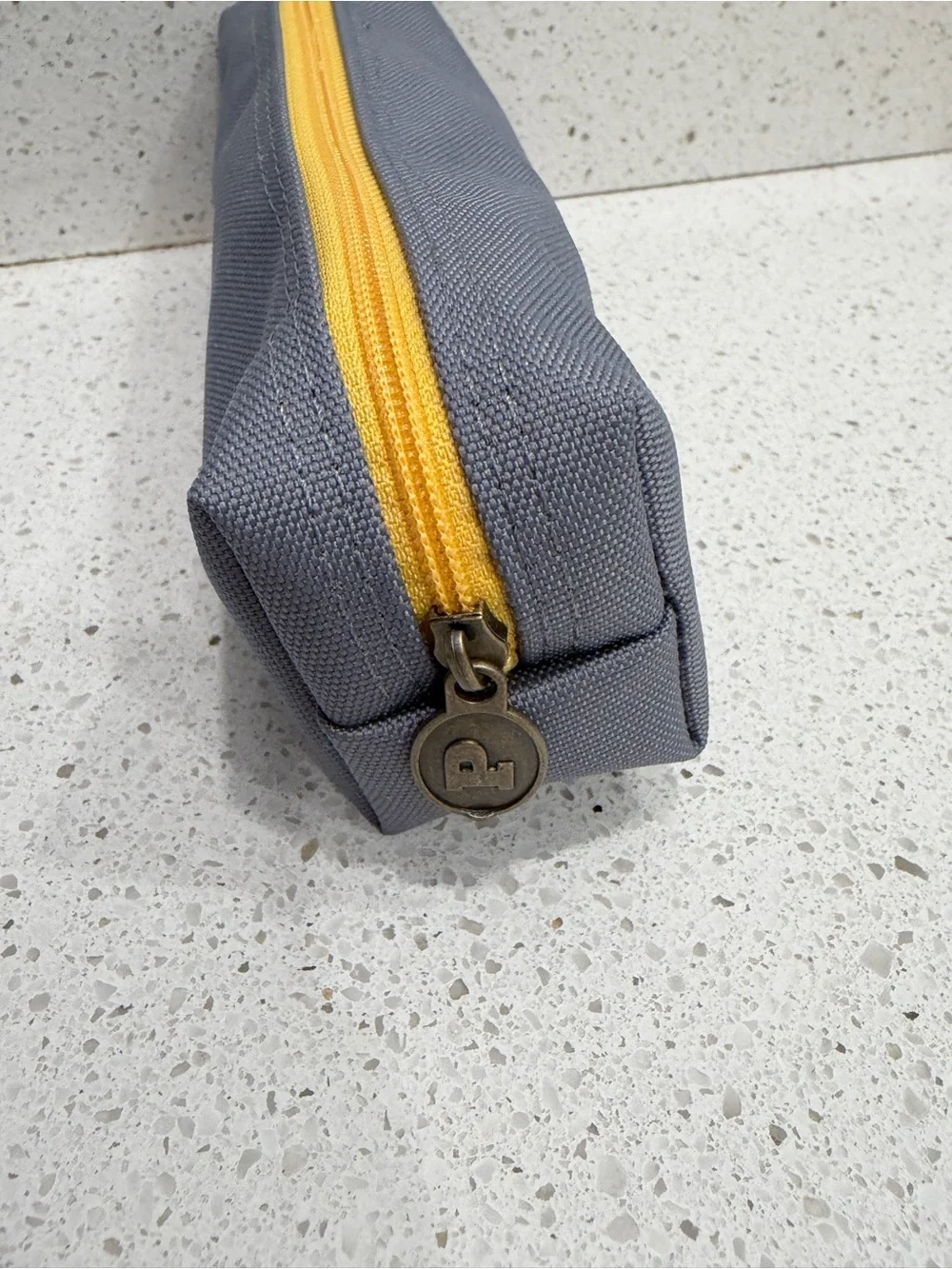 Snoopy Grey Peanuts Pencil Pouch Yellow Trim EUC
